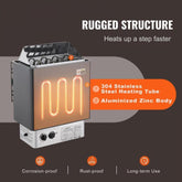 6KW 220V Electric Sauna Heater Stove with Built In Controls 3 Hour Timer Adjustable Temperature for 176 to 318 Cubic Feet Home Hotel Spa Use FCC Certified